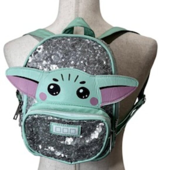 Star Wars Baby Yoda Sequin Mini Backpack Mandalorian Disney - Picture 1 of 12